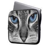 Blaue mit Augen Katze Laptopschutzhülle (Vorderseite Links)