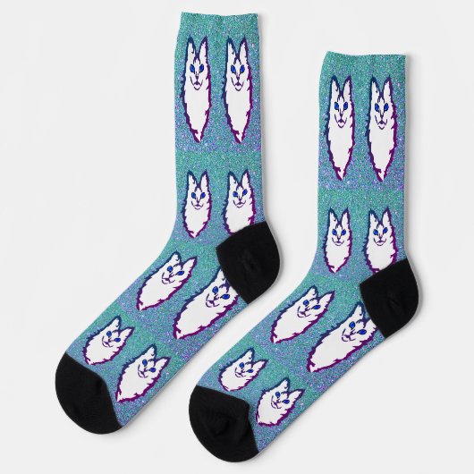Blaue Mit Augen Katze Socken (Linkes Detail)