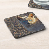 Blaue Mit Augen Katze Untersetzer (Linke Seite)