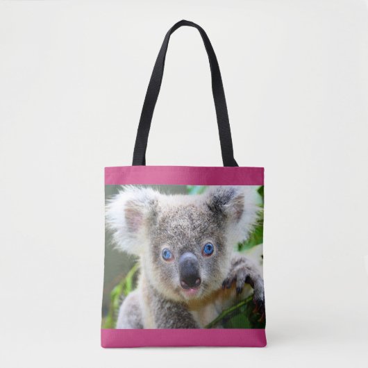 Blaue mit Augen Koala Tote Tasche (Vorderseite)