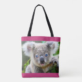 Blaue mit Augen Koala Tote Tasche (Rückseite)