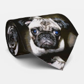 blaue mit Augen Mops-Gesichter schwarz Krawatte (Gerollt)