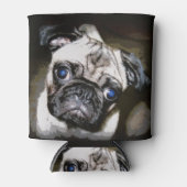 blaue mit Augen Mops-Oberfläche Dosenkühler (Vorderseite)