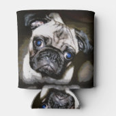 blaue mit Augen Mops-Oberfläche Dosenkühler (Rückseite)