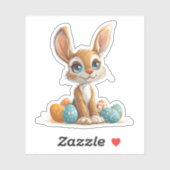 Blaue, Mit Augen Pastelle Bunny mit Ostereiern Aufkleber (Blatt)