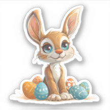 Blaue, Mit Augen Pastelle Bunny mit Ostereiern