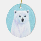 Blaue mit Augen Polarbärschneedekoration Keramik Ornament (Links)