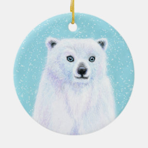 Blaue mit Augen Polarbärschneedekoration Keramik Ornament