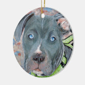 Blaue Mit Augen Puppy-Malerei Keramikornament (Links)