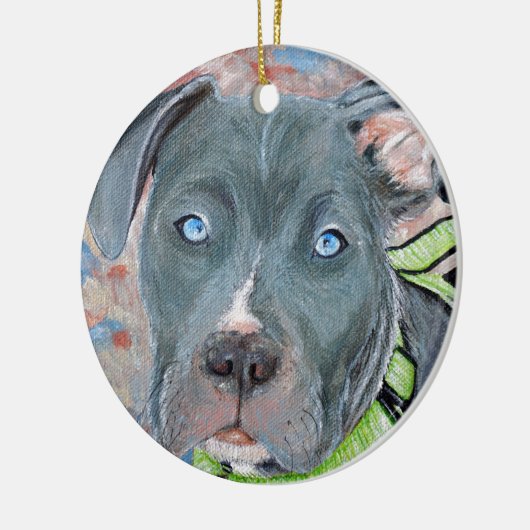 Blaue Mit Augen Puppy-Malerei Keramikornament (Links)