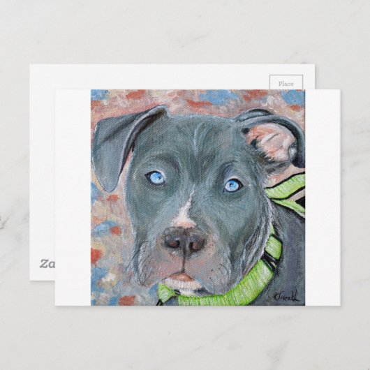 Blaue Mit Augen Puppy-Malerei Postkarte (Vorne/Hinten)