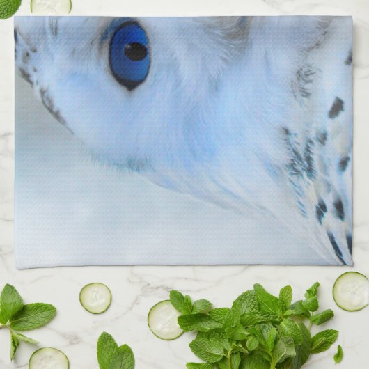 Blaue mit Augen Schneeeule Handtuch (Gefaltet)