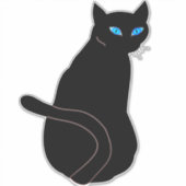Blaue Mit Augen Schwarze Katze Aufkleber (Vorderseite)