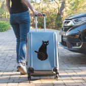 Blaue Mit Augen Schwarze Katze Aufkleber (Koffer Insitu)