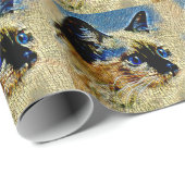 Blaue Mit Augen siamesische Katze Mosaikfliesen Geschenkpapier (Rolleneckpunkt)