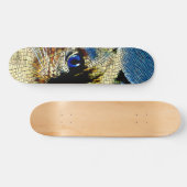 Blaue Mit Augen siamesische Katze Mosaikfliesen Skateboard (Horizontal)