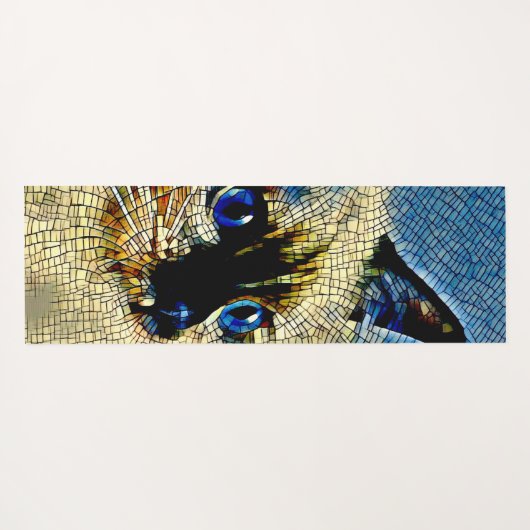 Blaue Mit Augen siamesische Katze Mosaikfliesen Yogamatte (Rückseite (Horizontal))