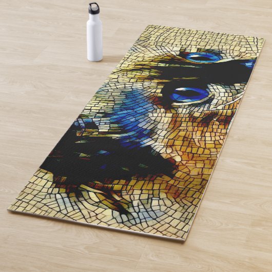 Blaue Mit Augen siamesische Katze Mosaikfliesen Yogamatte (Beispiel)