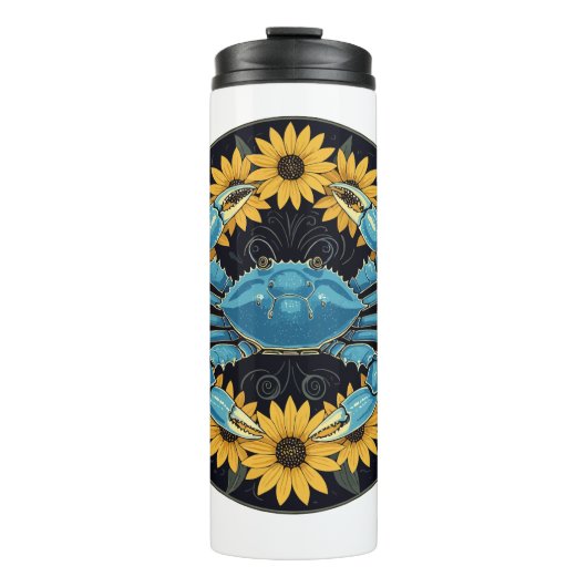 Blaue Mit Augen Susan-Blume Thermosbecher (Vorderseite)
