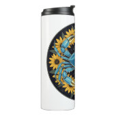 Blaue Mit Augen Susan-Blume Thermosbecher (Nach links gedreht)