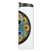 Blaue Mit Augen Susan-Blume Thermosbecher (Nach rechts gedreht)