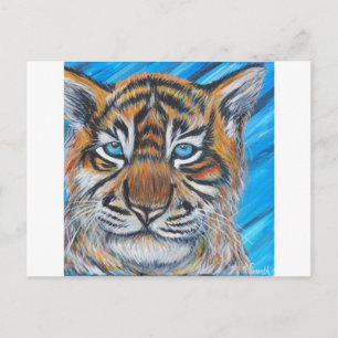 Blaue Mit Augen Tiger-Malerei Postkarte