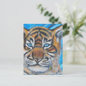 Blaue Mit Augen Tiger-Malerei Postkarte (Stehend Vorderseite)