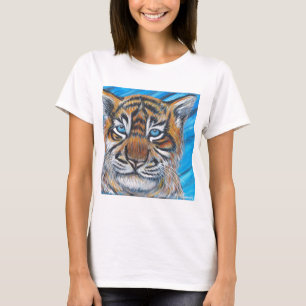 Blaue Mit Augen Tiger-Malerei T-Shirt