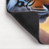 Blaue Mit Augen Tiger und rosa Blume Mousepad (Ecke)