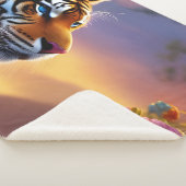 Blaue Mit Augen Tiger und rosa Blume Sherpadecke (3/4)
