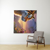 Blaue Mit Augen Tiger und rosa Blume Wandteppich (Beispiel (Horizontal))