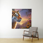 Blaue Mit Augen Tiger und rosa Blume Wandteppich (Beispiel)