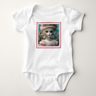 Blaue Mit Augen Vintage Puppe Baby Strampler