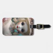 Blaue Mit Augen Vintage Puppe Gepäckanhänger (Vorderseite horizontal)