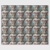 Blaue Mit Augen Vintage Puppe Geschenkpapier (Flach)