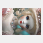 Blaue Mit Augen Vintage Puppe Geschenkpapier Set (Vorderseite 3)