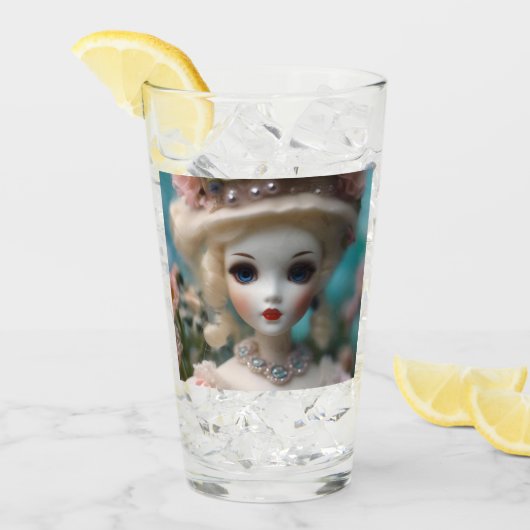 Blaue Mit Augen Vintage Puppe Glas (Vorderseite Ice)