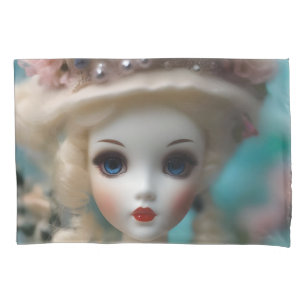 Blaue Mit Augen Vintage Puppe Kissenbezug