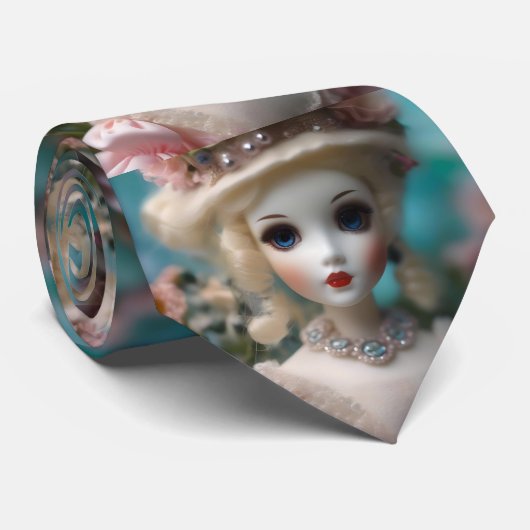 Blaue Mit Augen Vintage Puppe Krawatte (Gerollt)