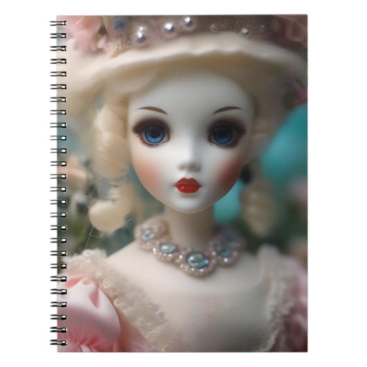 Blaue Mit Augen Vintage Puppe Notizblock (Vorderseite)