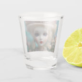 Blaue Mit Augen Vintage Puppe Schnapsglas (Rückseite)