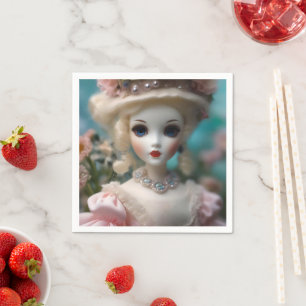 Blaue Mit Augen Vintage Puppe Serviette