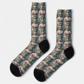 Blaue Mit Augen Vintage Puppe Socken (Linkes Detail)