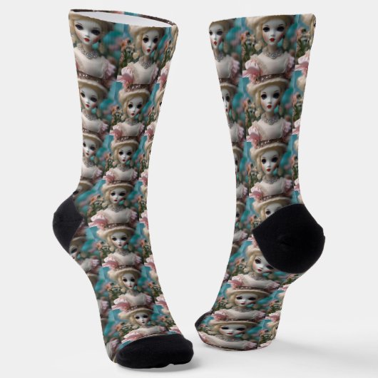 Blaue Mit Augen Vintage Puppe Socken (Gewinkelt)