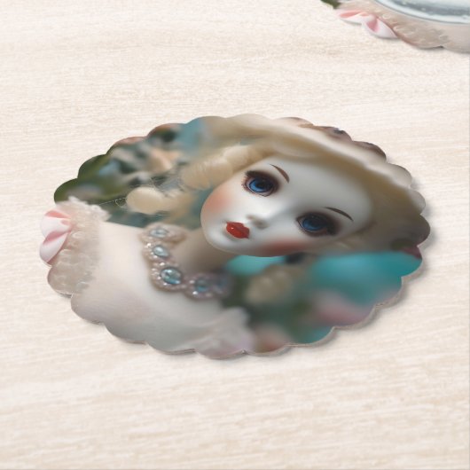 Blaue Mit Augen Vintage Puppe Untersetzer (angewinkelt)