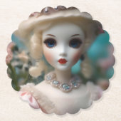 Blaue Mit Augen Vintage Puppe Untersetzer (Vorderseite)