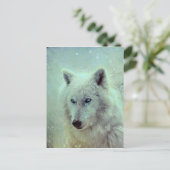 Blaue Mit Augen Wolf-Malerei Postkarte (Stehend Vorderseite)