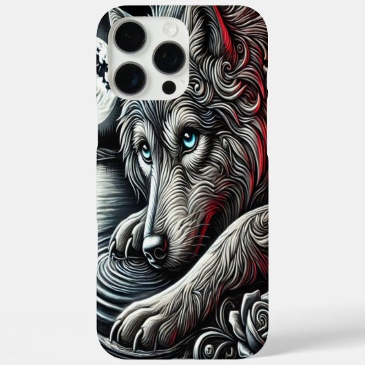 Blaue Mit Augen Wolf Night Art Case-Mate iPhone Hülle (Rückseite)