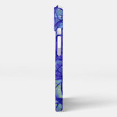 Blaue Mit Monogramm Abstrakte Kunst iPhone Hülle (Linke Seite)