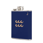 Blaue Mit Monogramm Flasche - Zodiac - Aquarius Flachmann (Links)